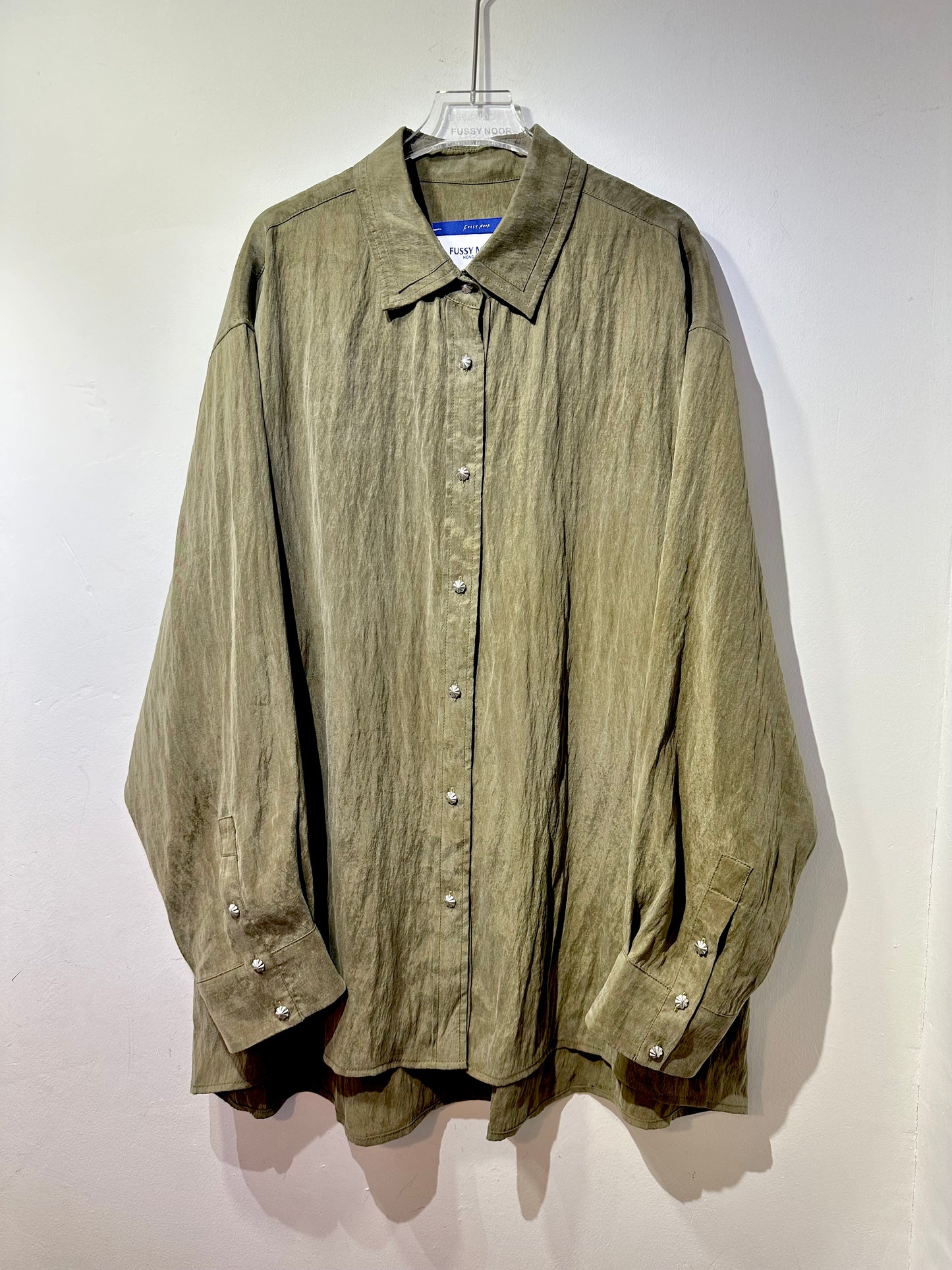 • FUSSY MADE • OLIVE WRINKLED CUPRO SHIRT