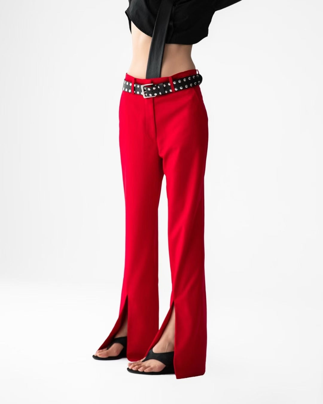ELEGANT SPLIT-FLARE TROUSERS