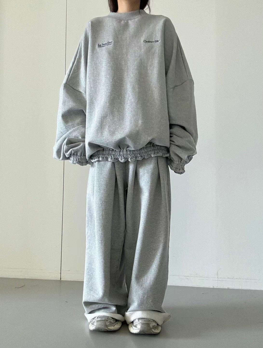 WAIST PLEATED COTTON JERSEY PANTS