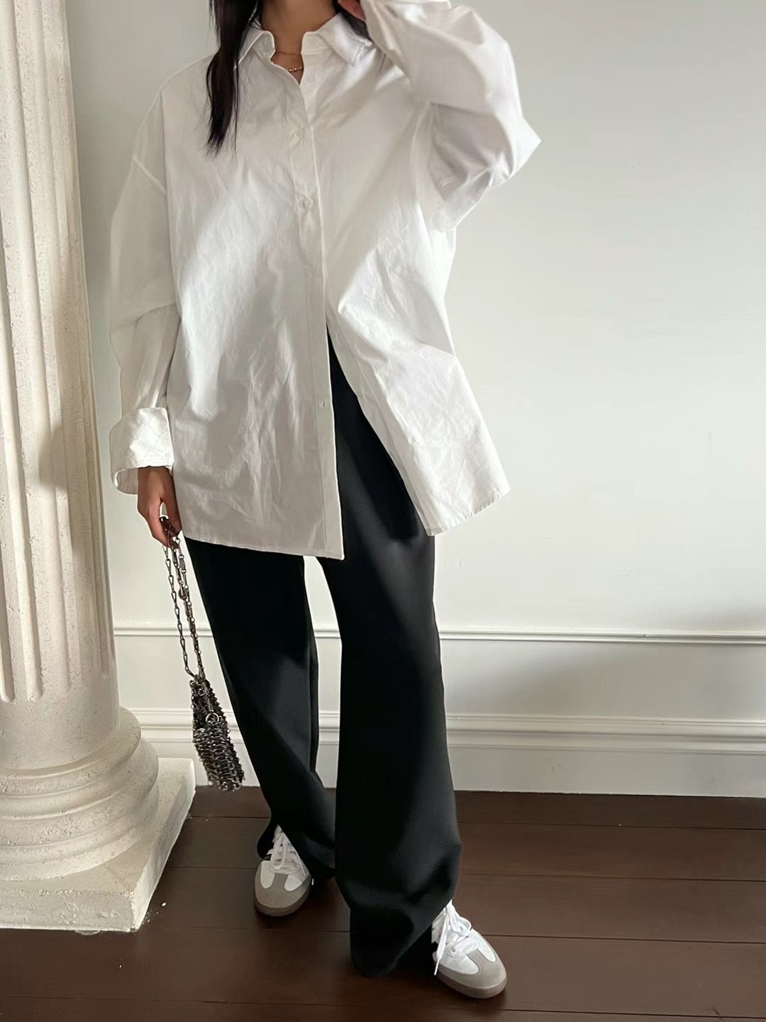 ELASTIC WAIST FRONT SPLIT PANTS