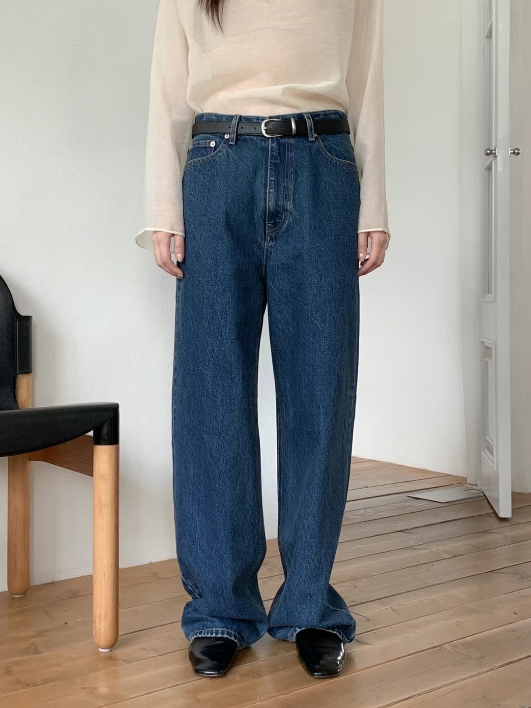 STRAIGHT WIDE DENIM PANTS