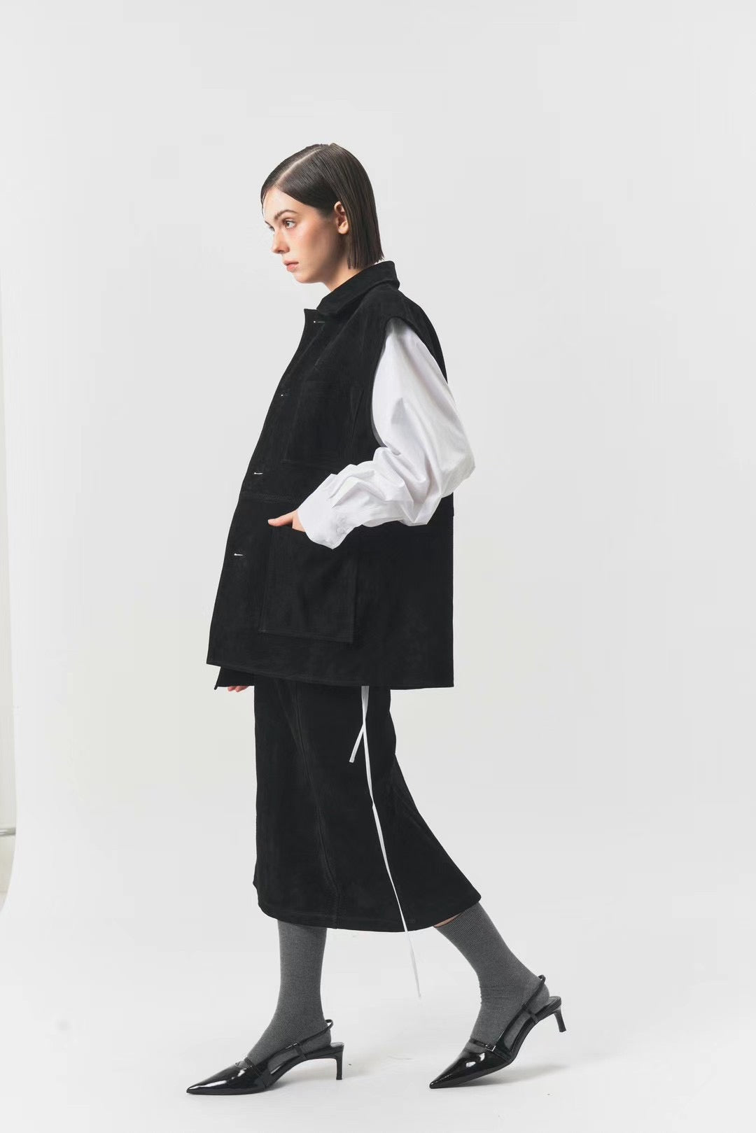 SUEDE POCKET VEST JACKET