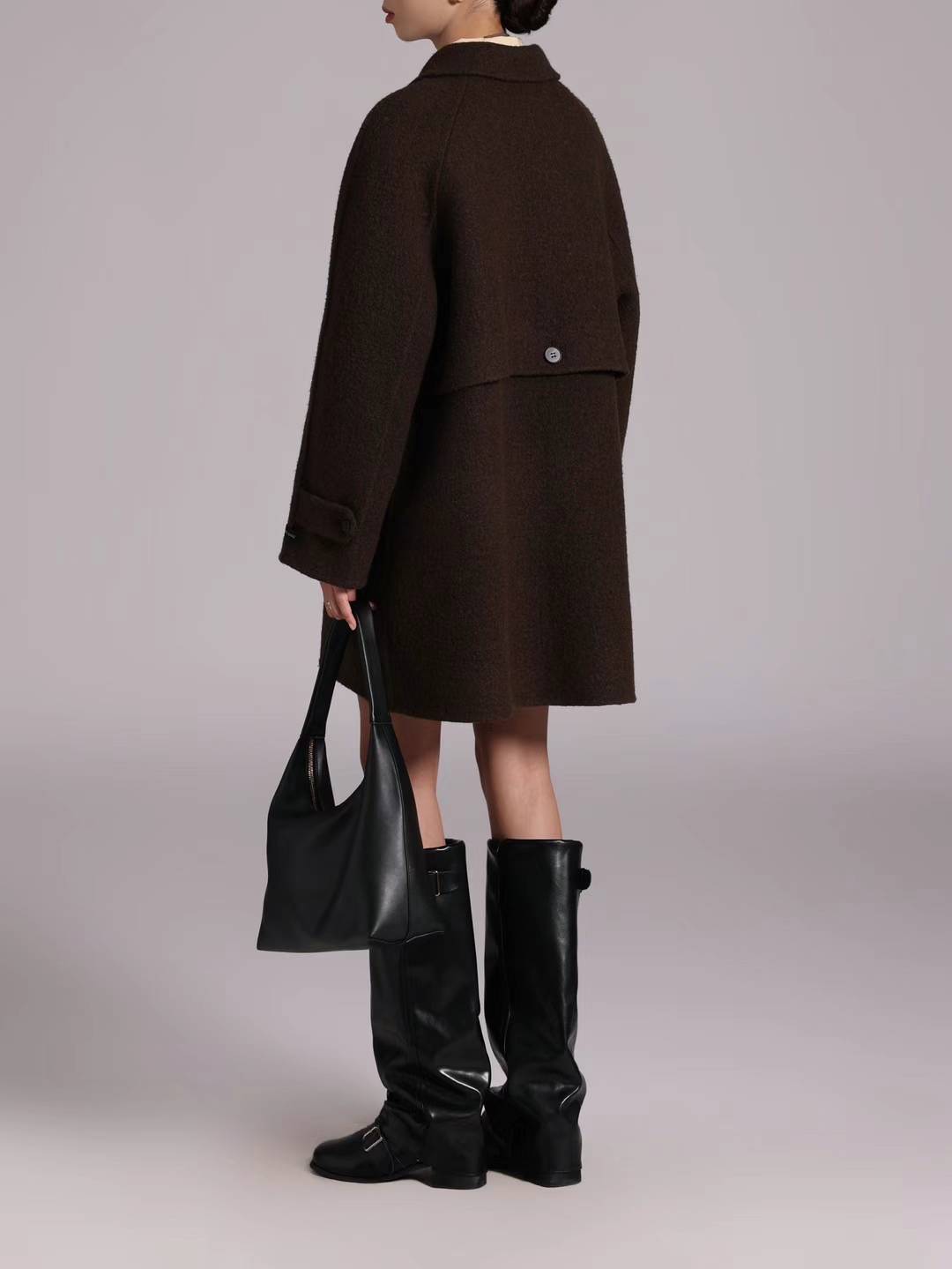 BUTTON UP WOOL BLENDED COAT