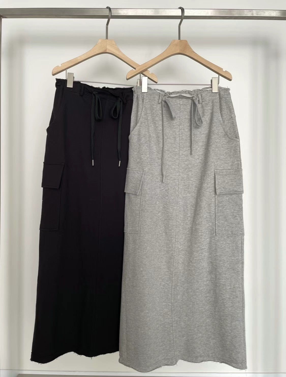 DRAWSTRING JERSEY POCKET SKIRT