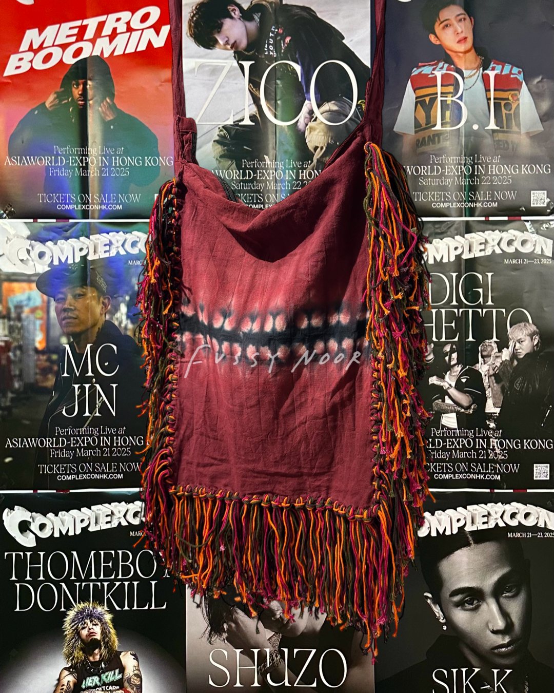 TIE DYE FRINGE BOHO CHIC CROSSBODY BAG ( HANDMADE - THAILAND )