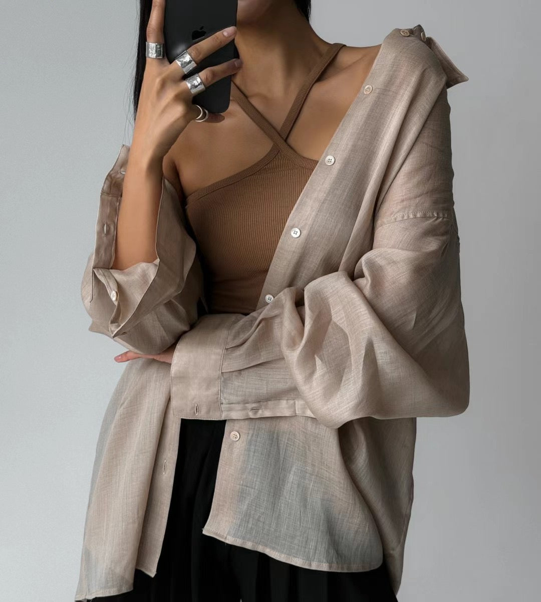 DRAPED LINEN SHIRT