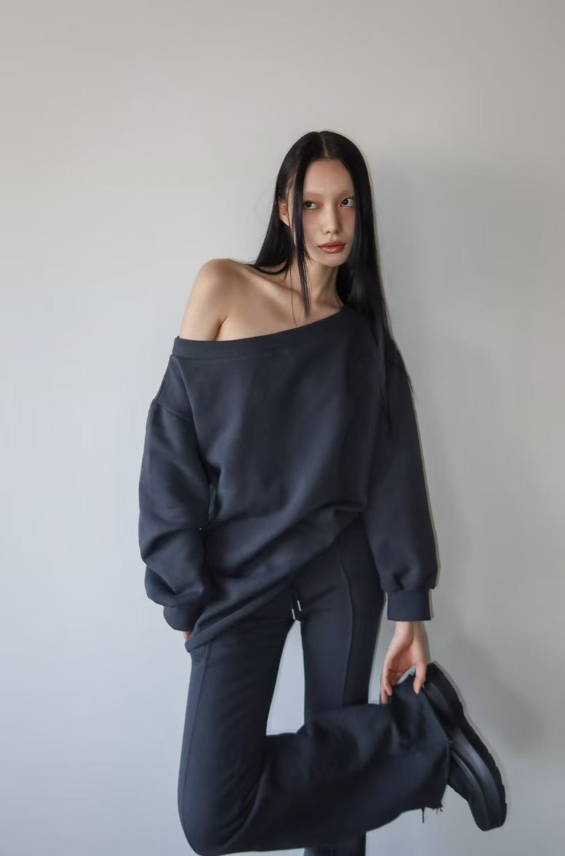 ONE SHOULDER COTTON LONG TOP