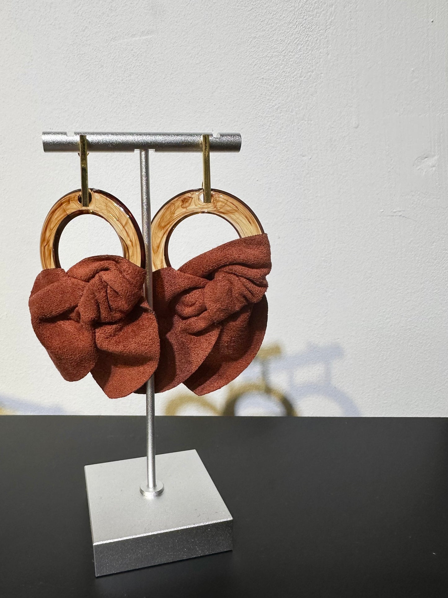 BRICK ACRYLIC FABRIC EARRINGS