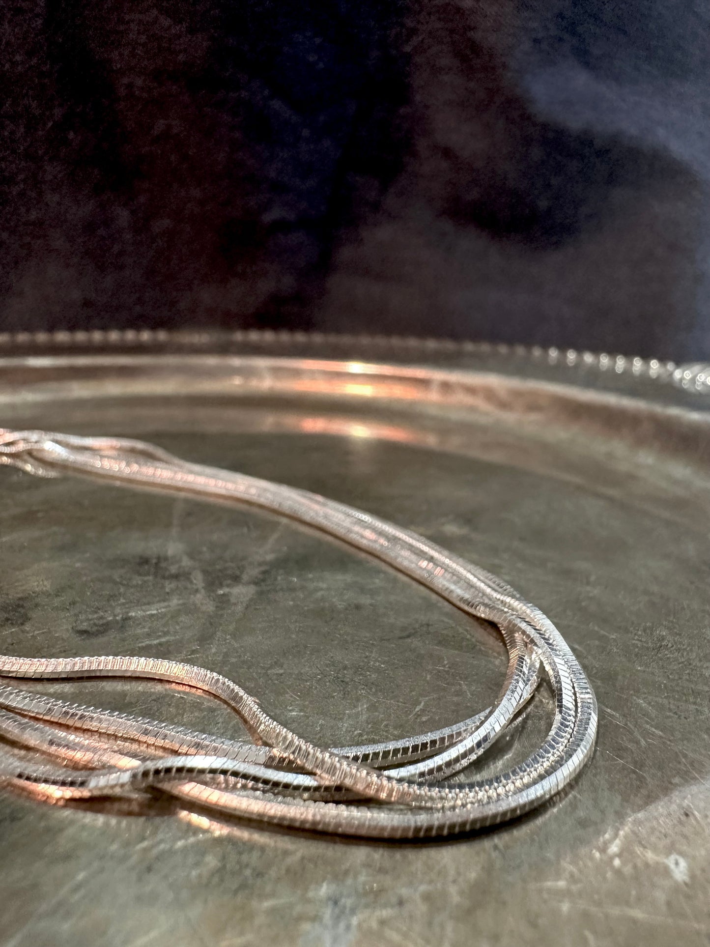 925 HERRINGBONE LINE NECKLACE - 120CM