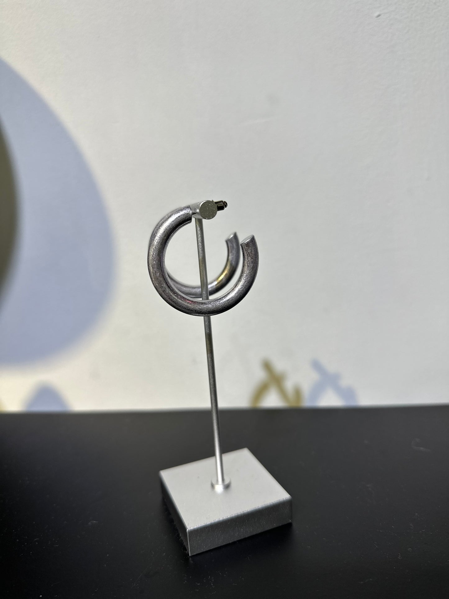 SILVER C LOOP EARRINGS