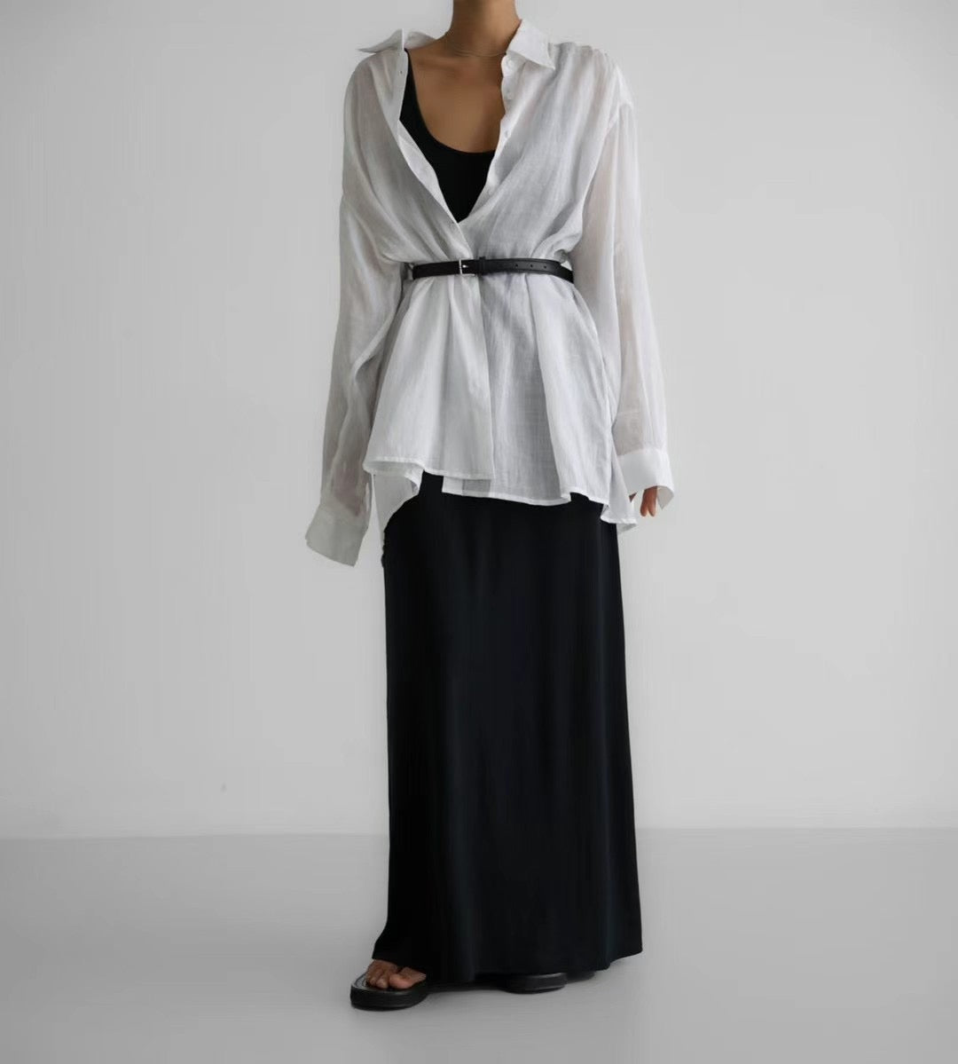DRAPED LINEN SHIRT