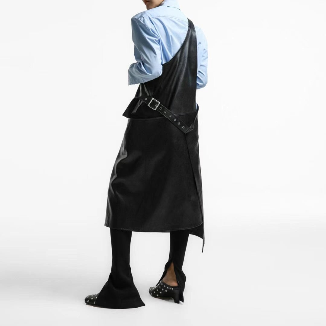 PU ONE SHOULDER DRESS