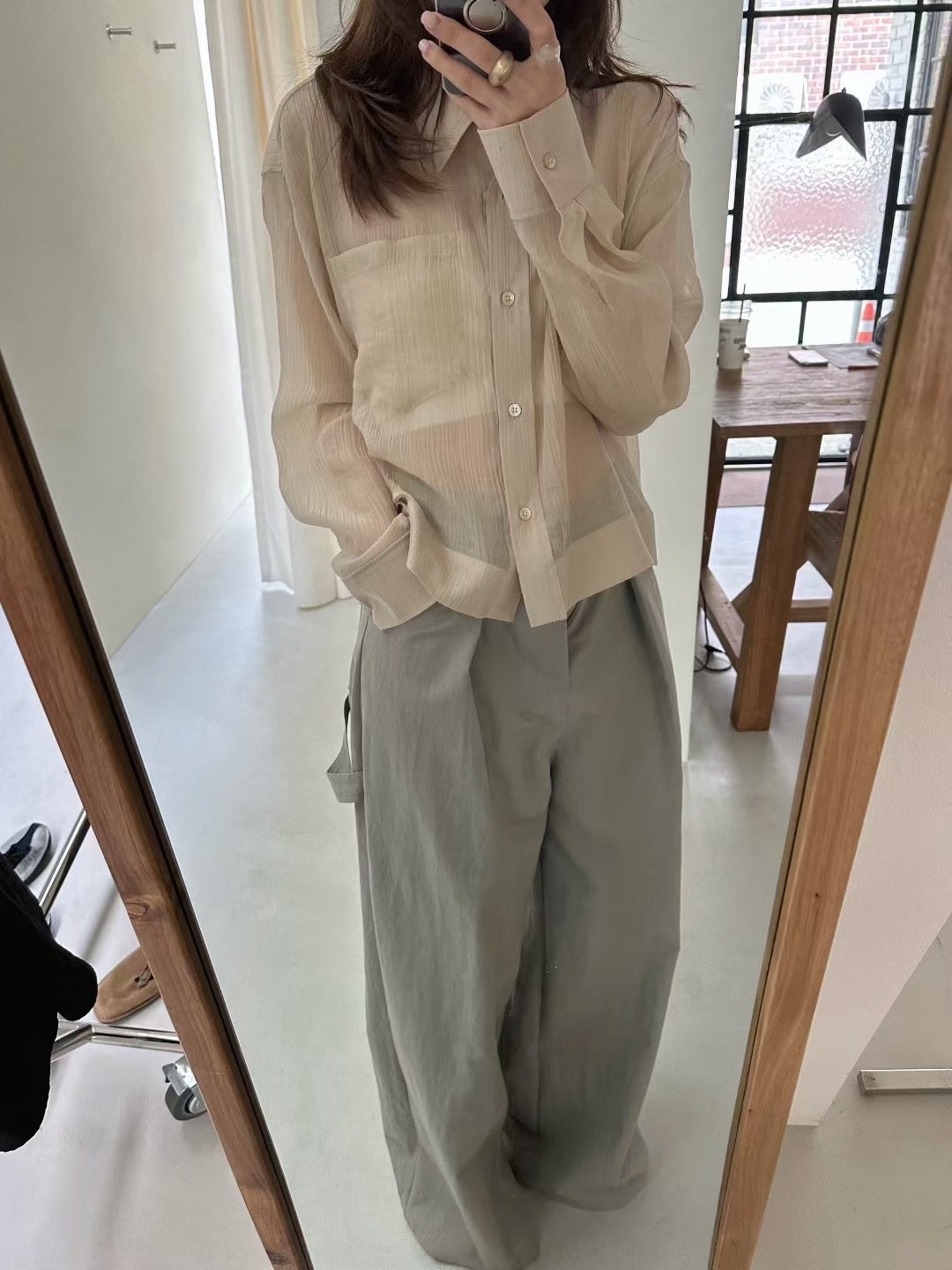 CROP SEE THROUGH SHIRT JACKET
