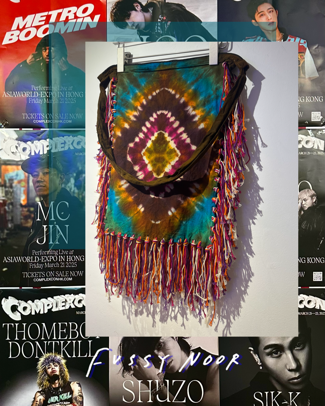 TIE DYE FRINGE BOHO CHIC CROSSBODY BAG ( HANDMADE - THAILAND )