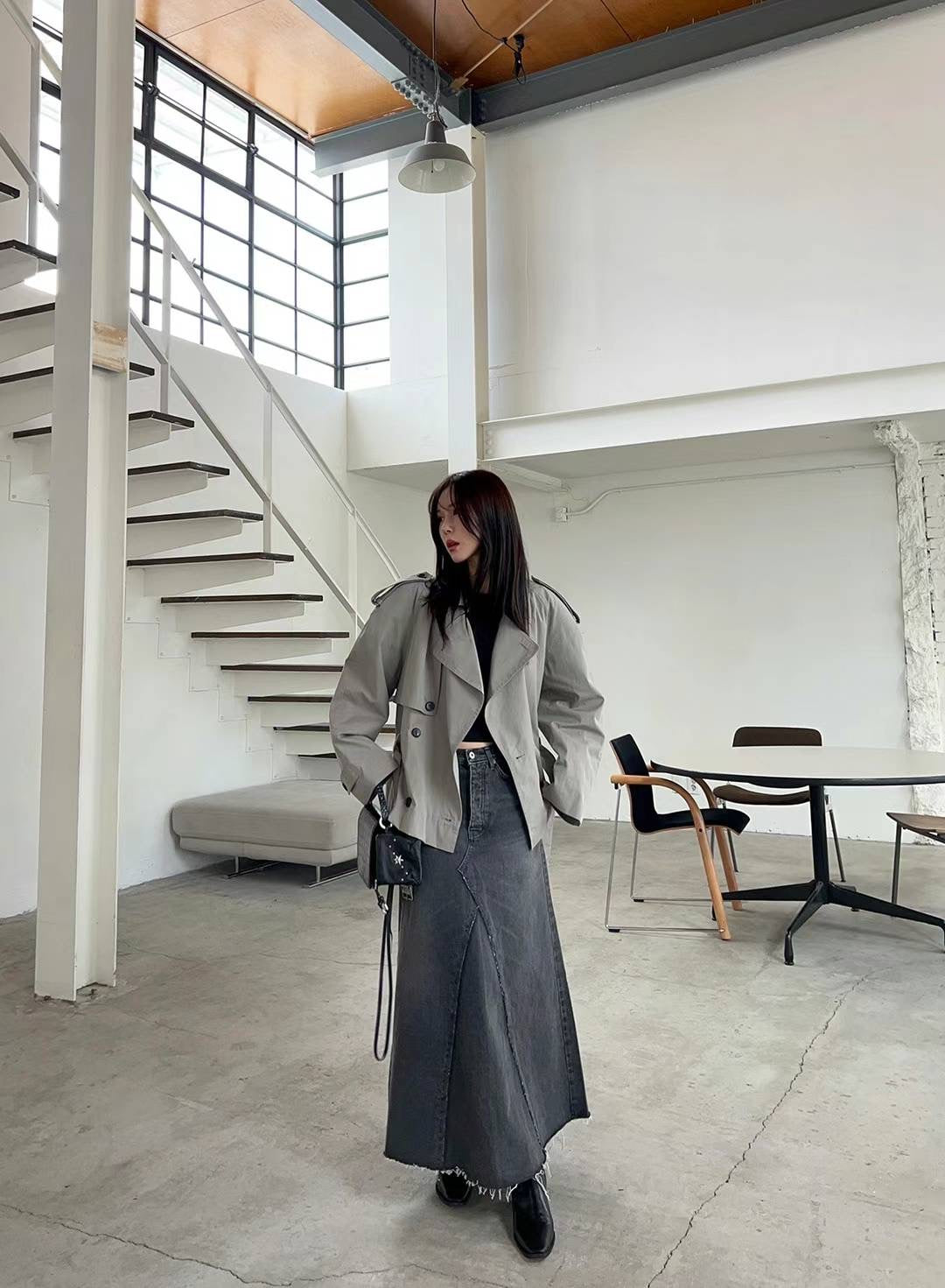 A CUT DENIM SKIRT