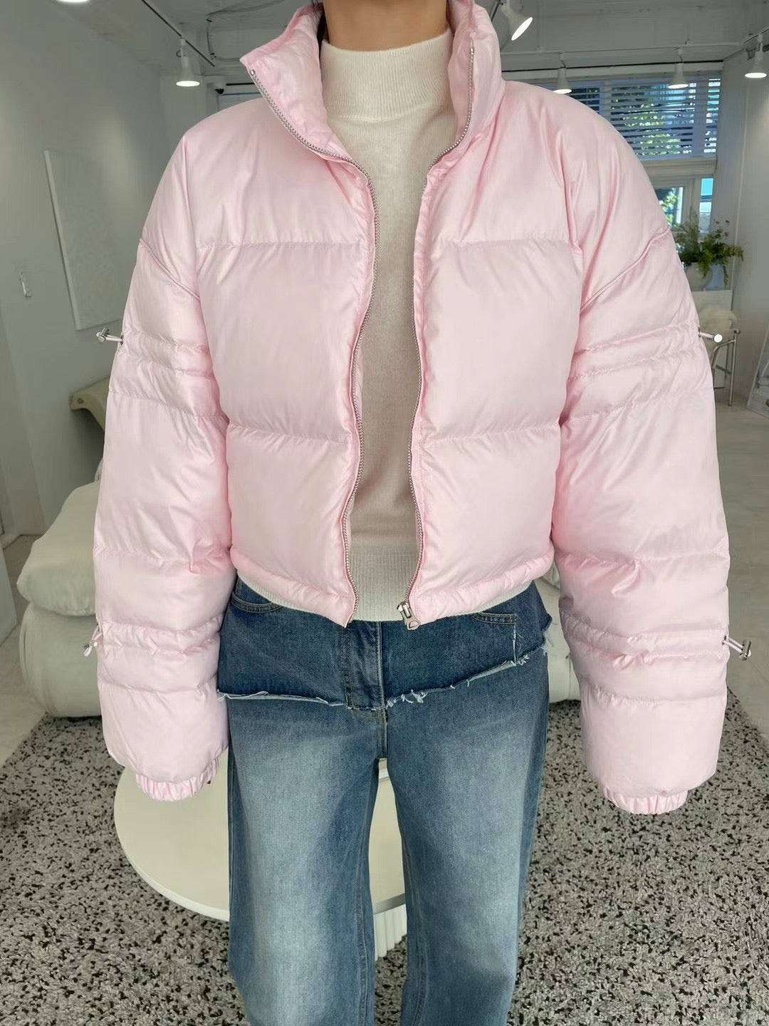 100% DUCK DOWN CROP JACKET