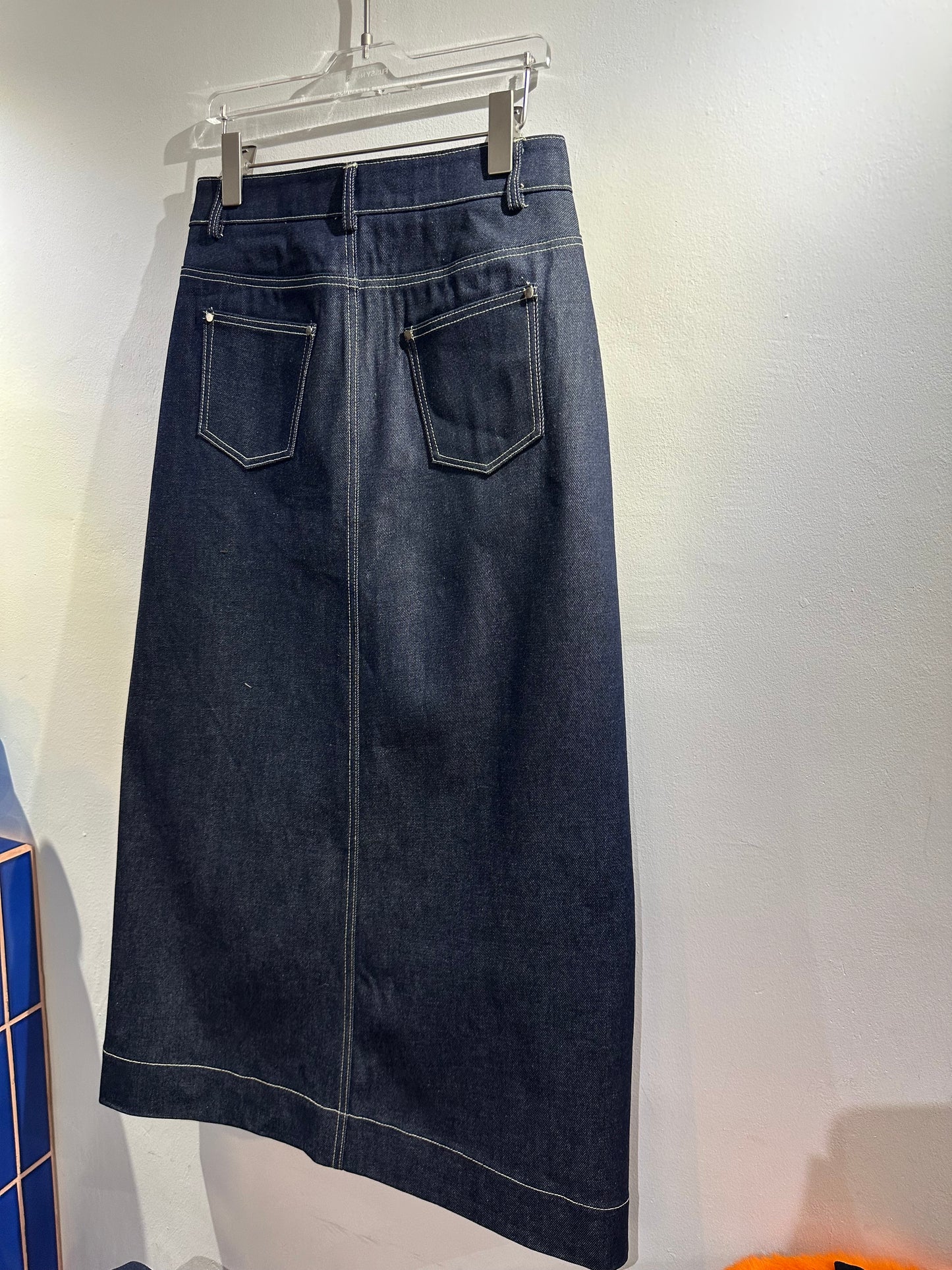• FUSSY MADE • TEXTURED DENIM SKIRT ( Japan Fabric )