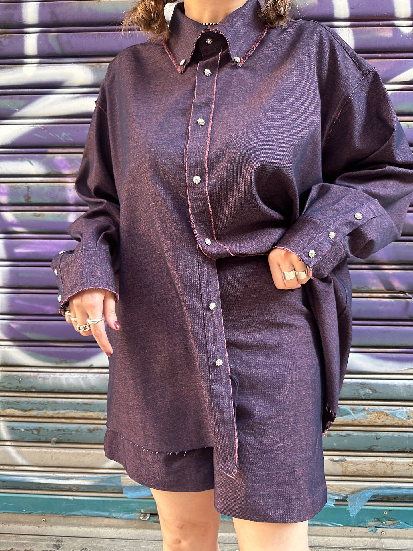 • FUSSY MADE • MARLED IMITATION DENIM SHIRT