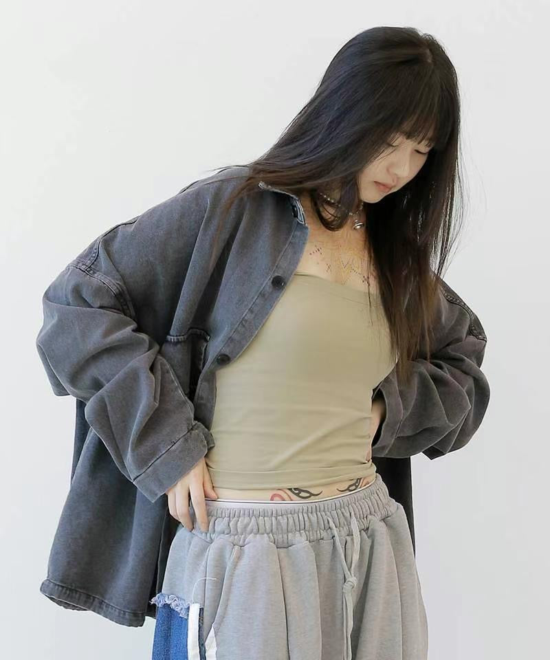 OVERSIZED FLAP POCKET DENIM SHIRT JACKET