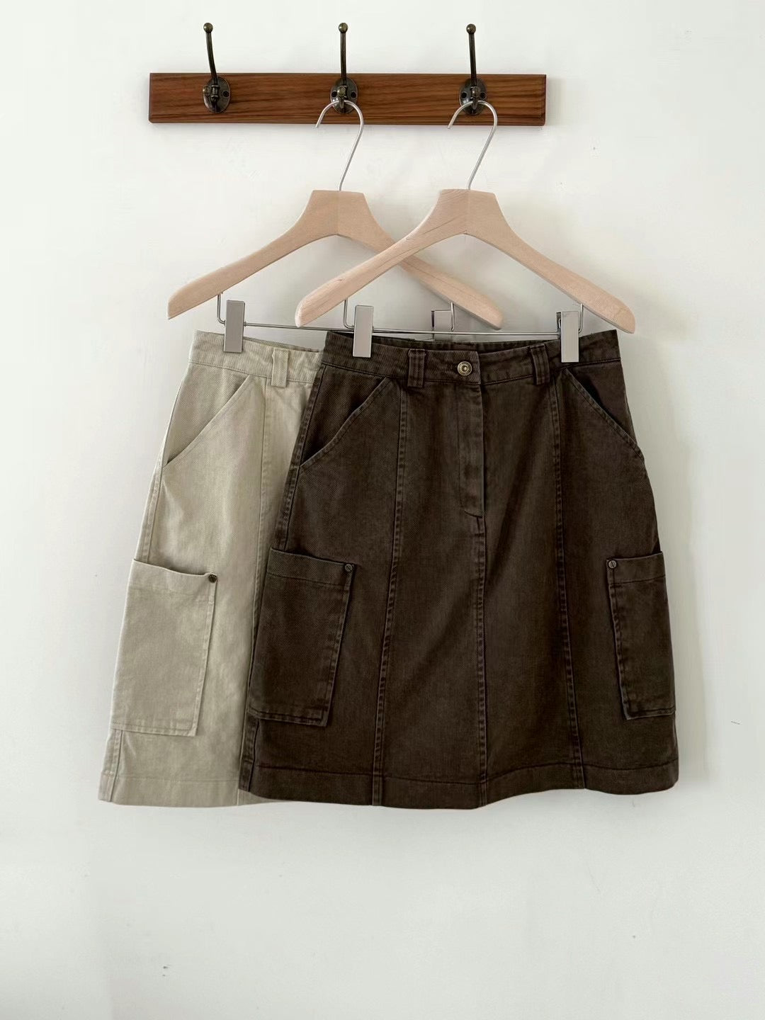 AUTUMN WASHED DENIM WORKER SKIRT