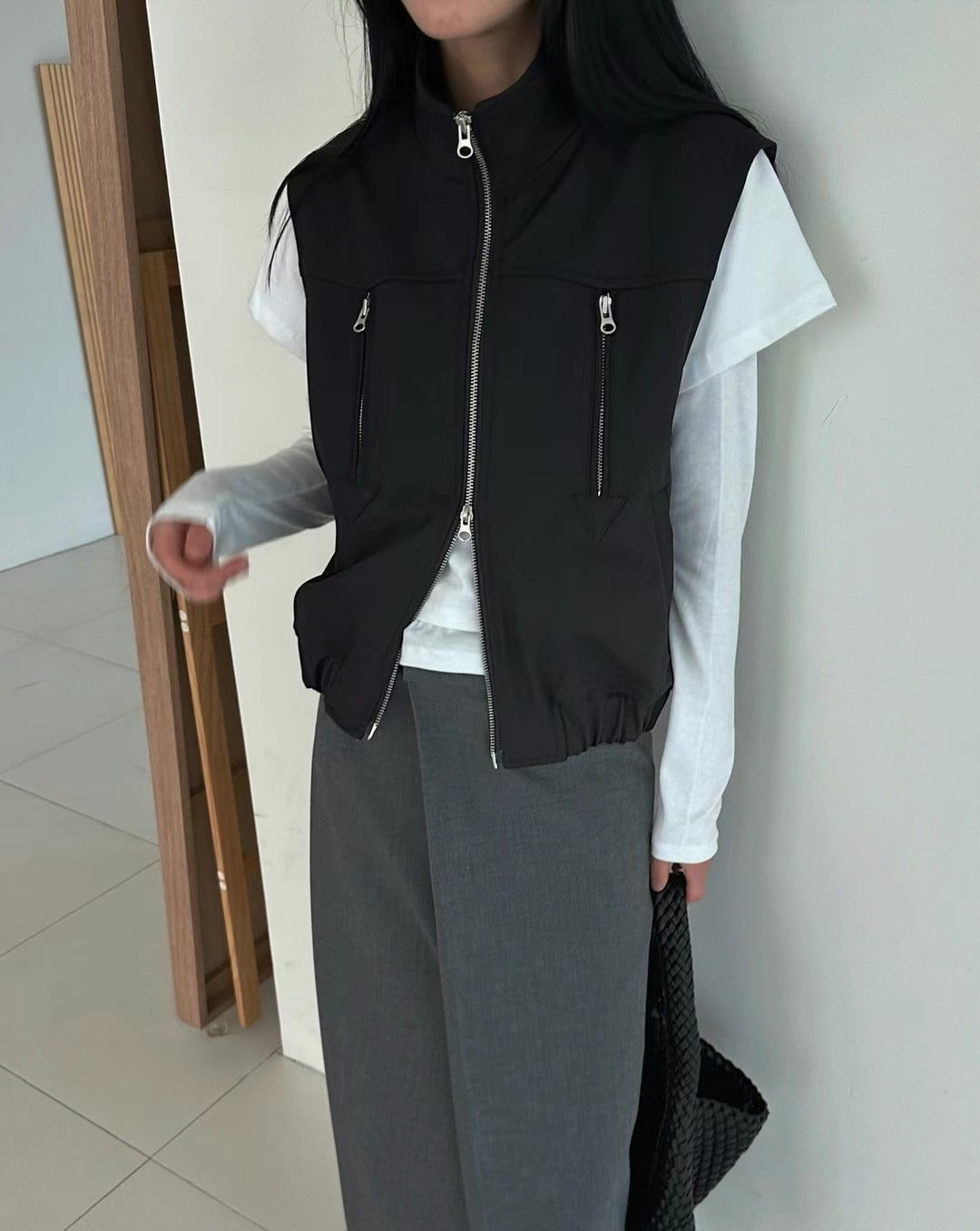 DOUBLE ZIP UP VEST JACKET