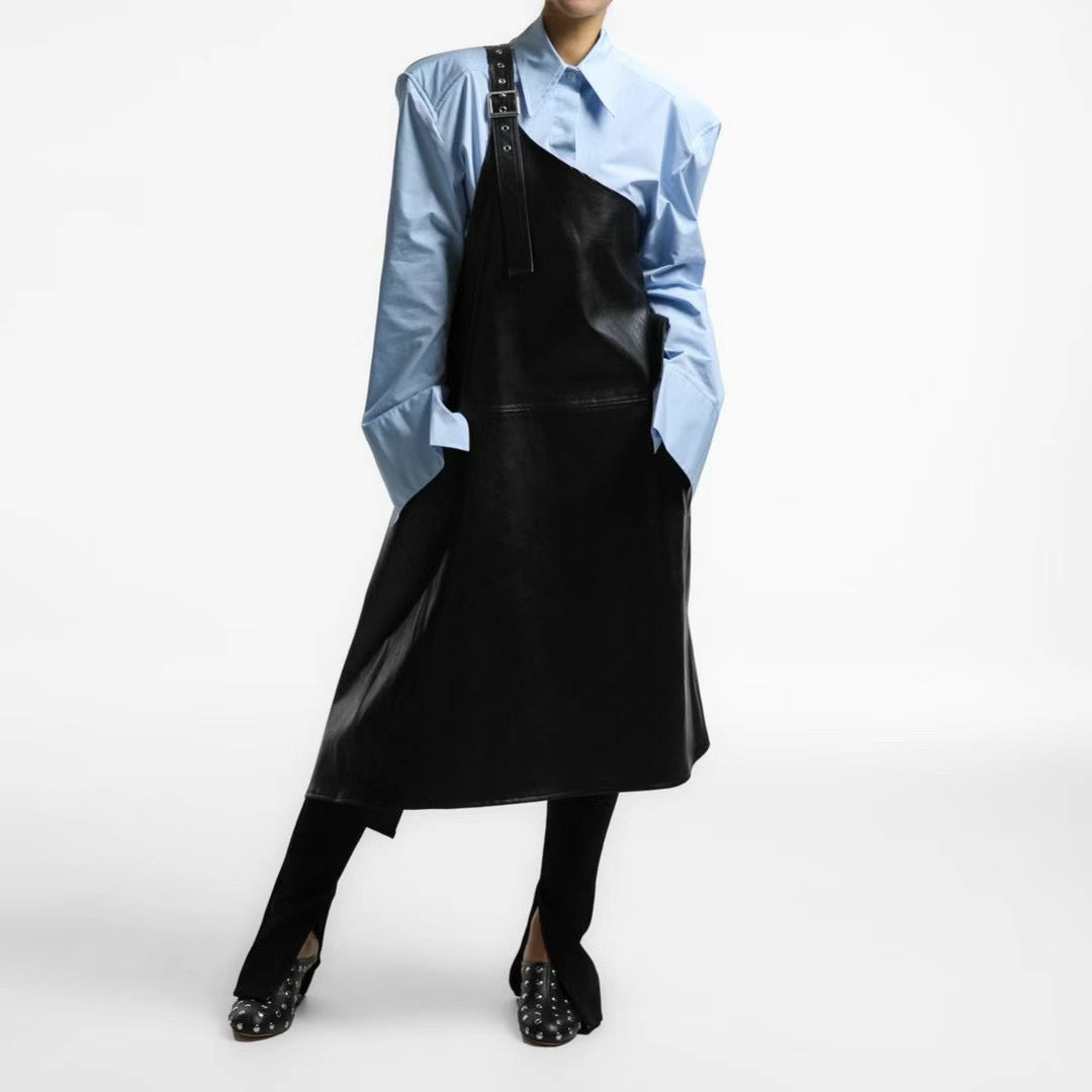 PU ONE SHOULDER DRESS