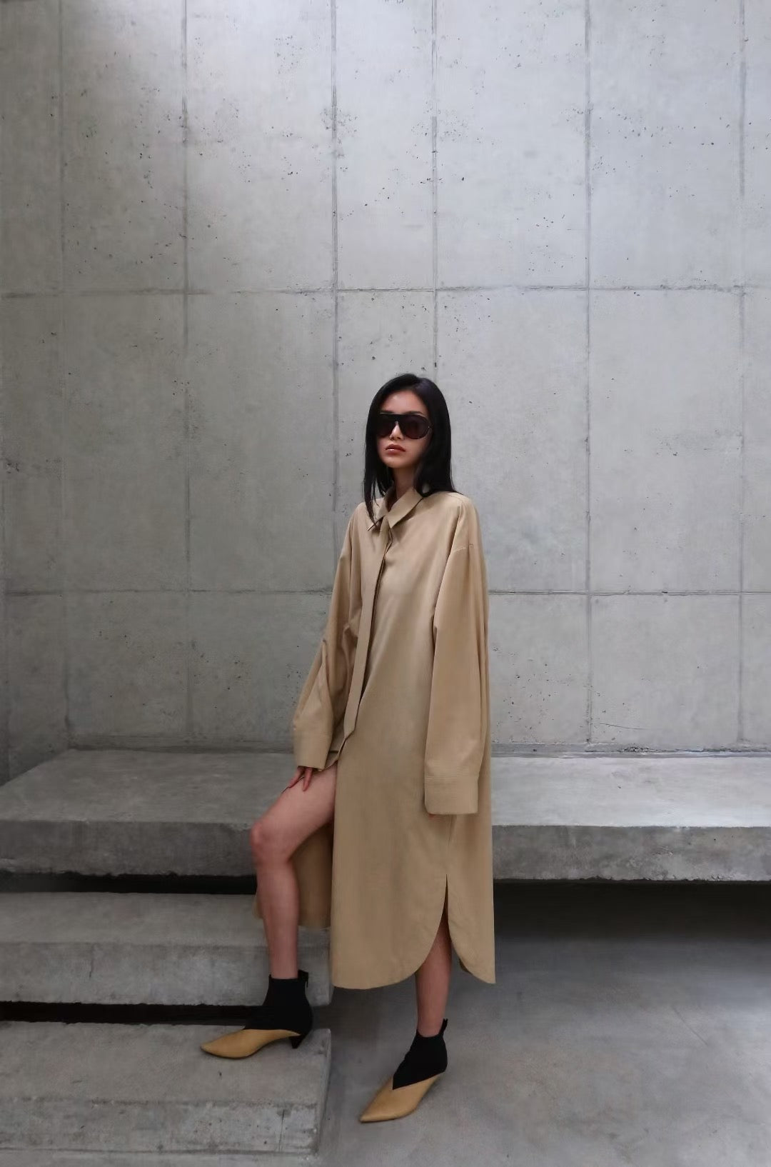 TIE-ACCENTED LONG SHIRT