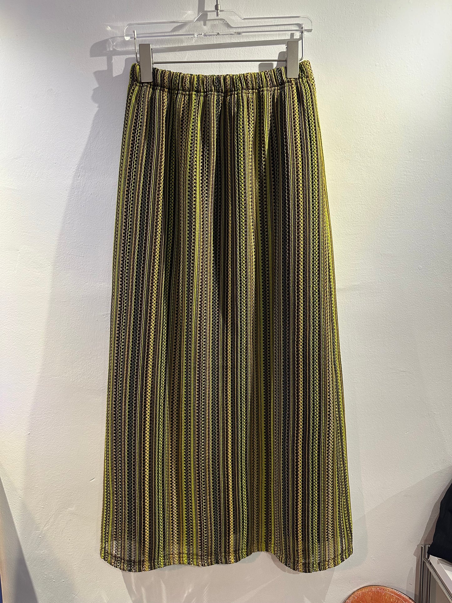 • FUSSY MADE • MIXED GREEN STRIPE KNIT SKIRT
