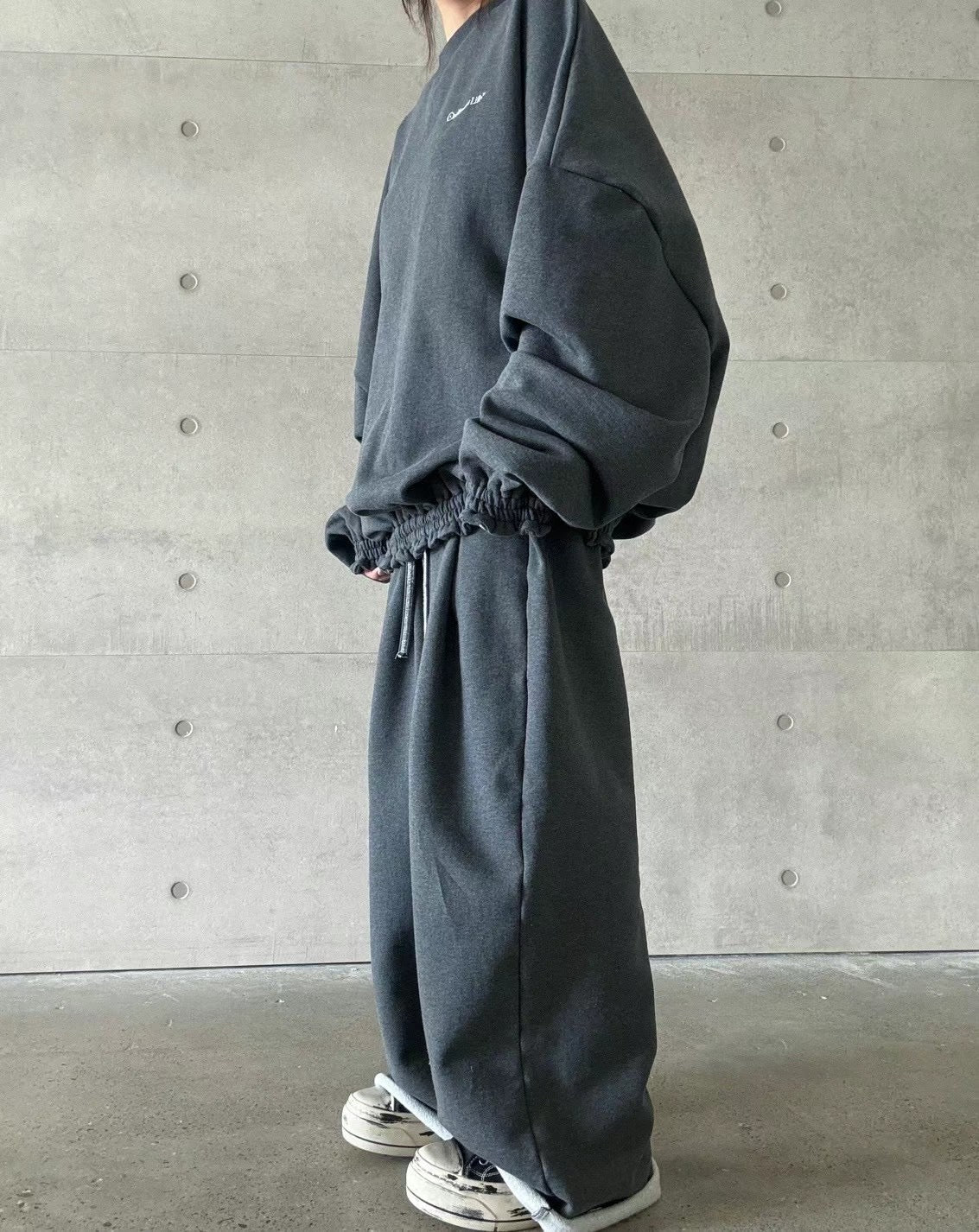 WAIST PLEATED COTTON JERSEY PANTS