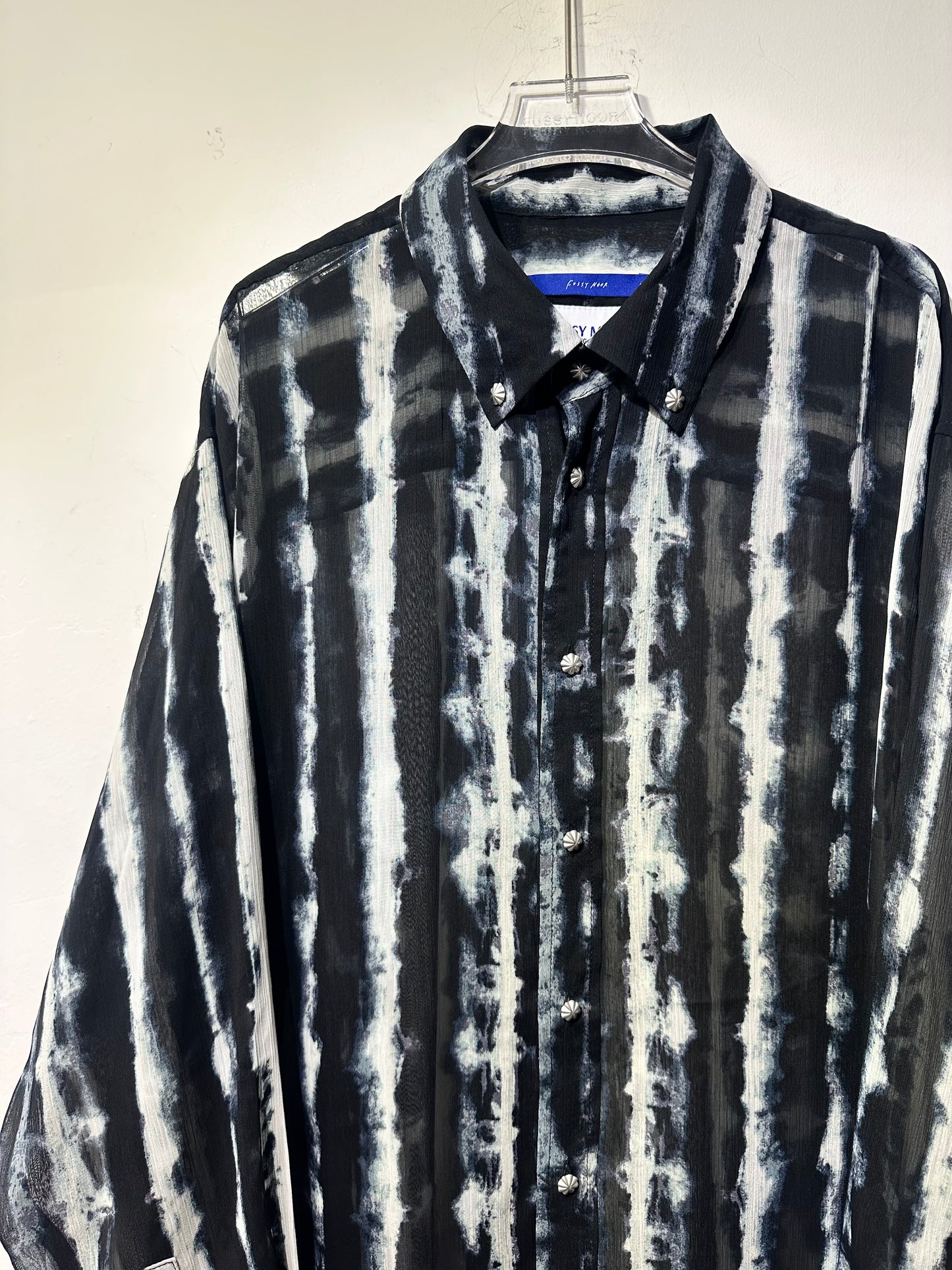 • FUSSY MADE • INK DYE PRINTED SHEER SHIRT ( LONG SLEEVES )