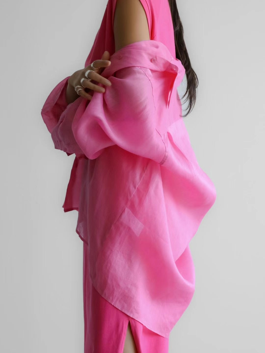 DRAPED LINEN SHIRT