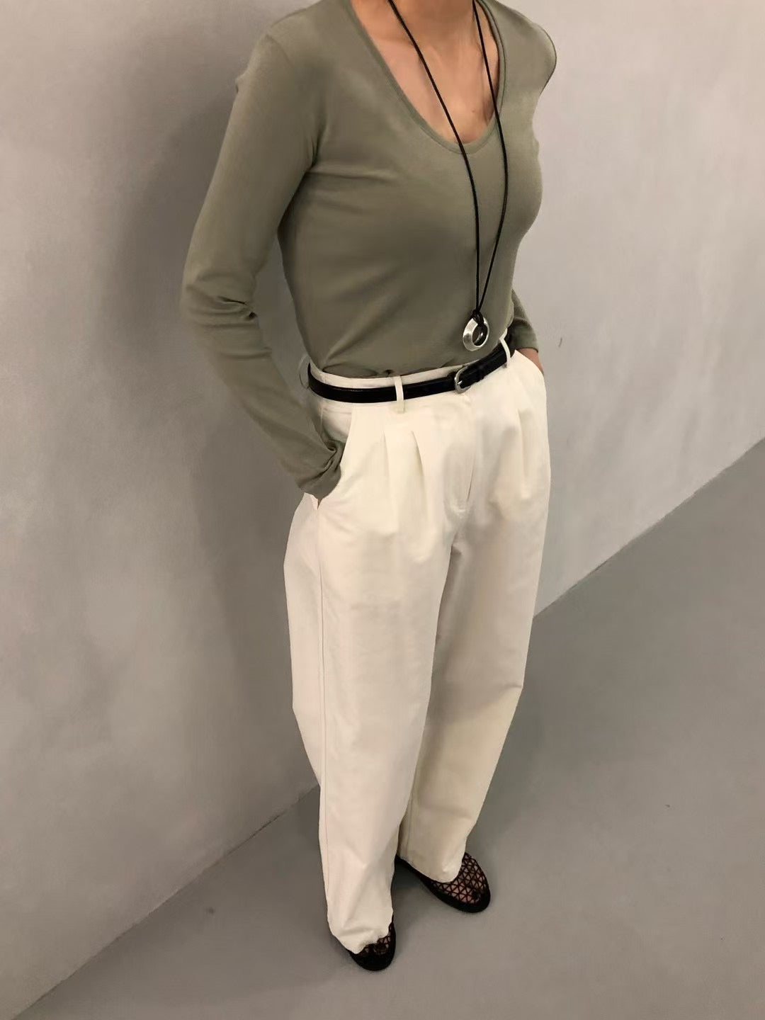 U NECK COTTON TOP