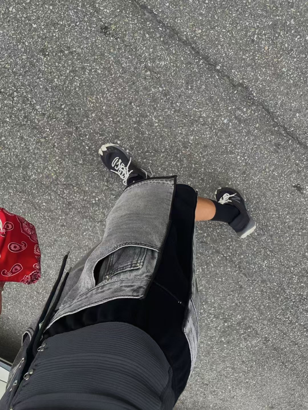 DUAL FABRIC DENIM SHORTS