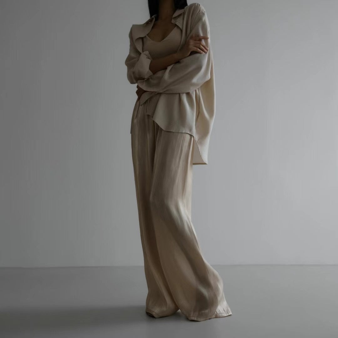 ELASTIC WAIST SATIN PANTS