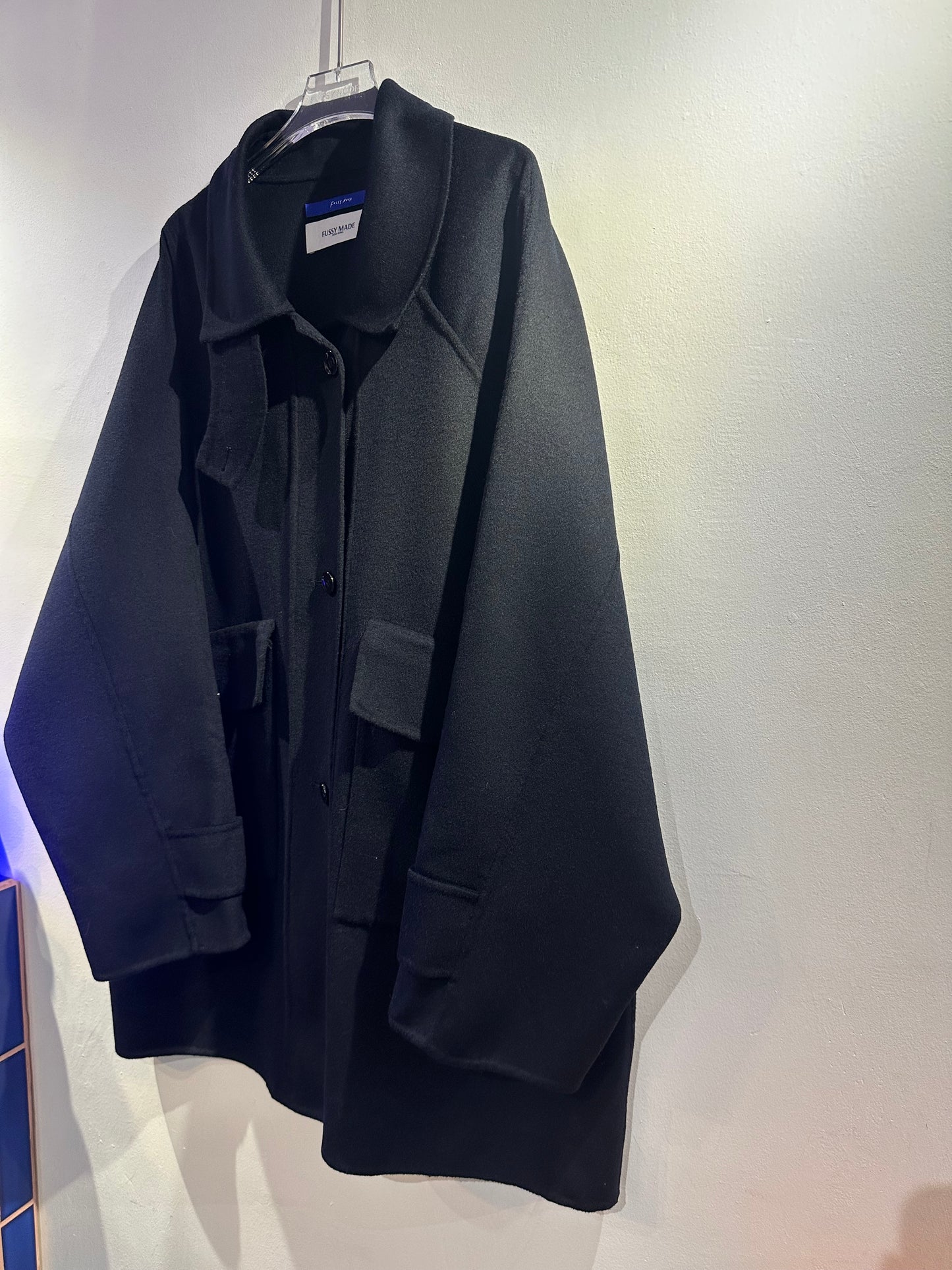 • FUSSY MADE • FLAP POCKETS HANDMADE WOOL COAT ( ITALIAN WOOL )