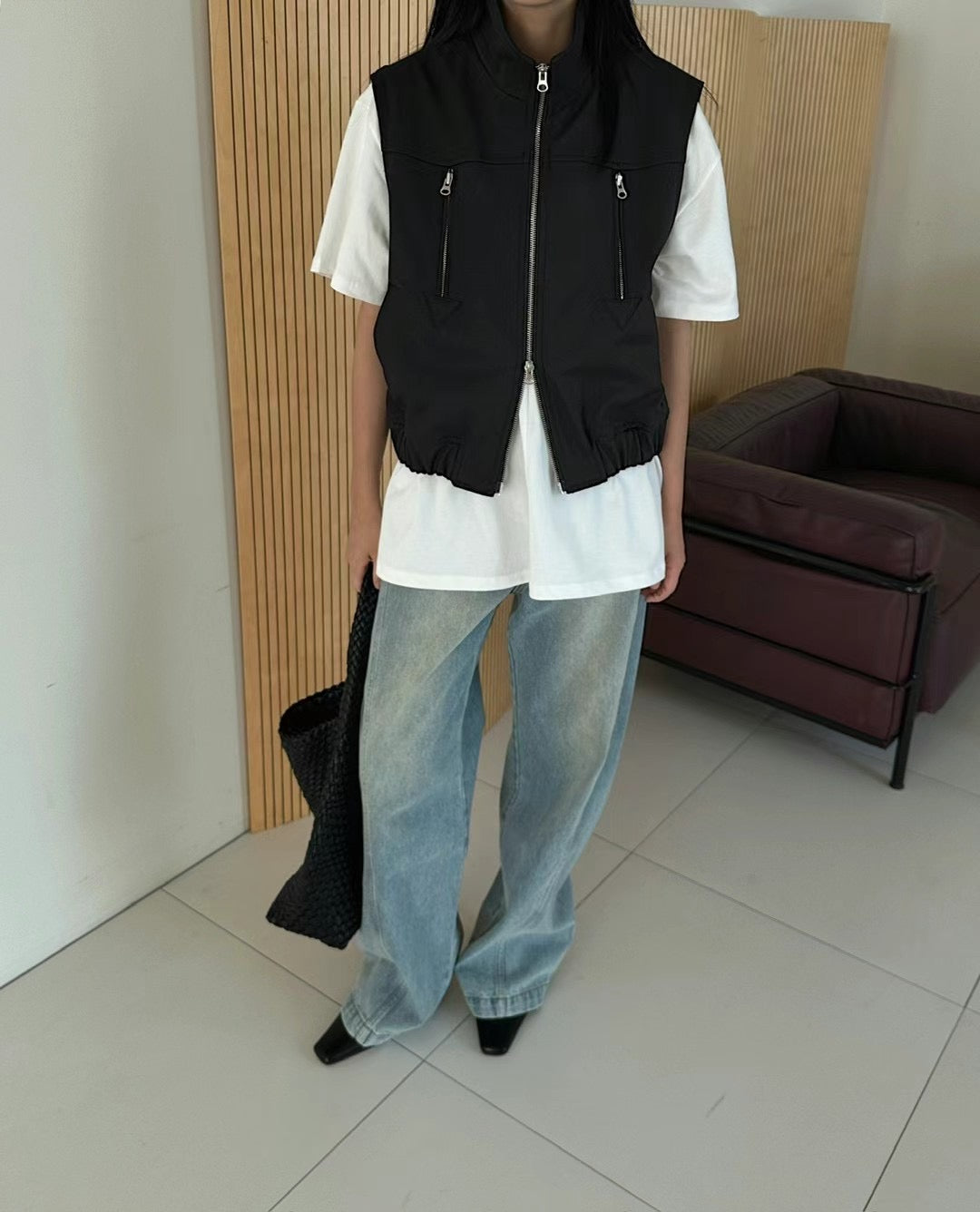 DOUBLE ZIP UP VEST JACKET