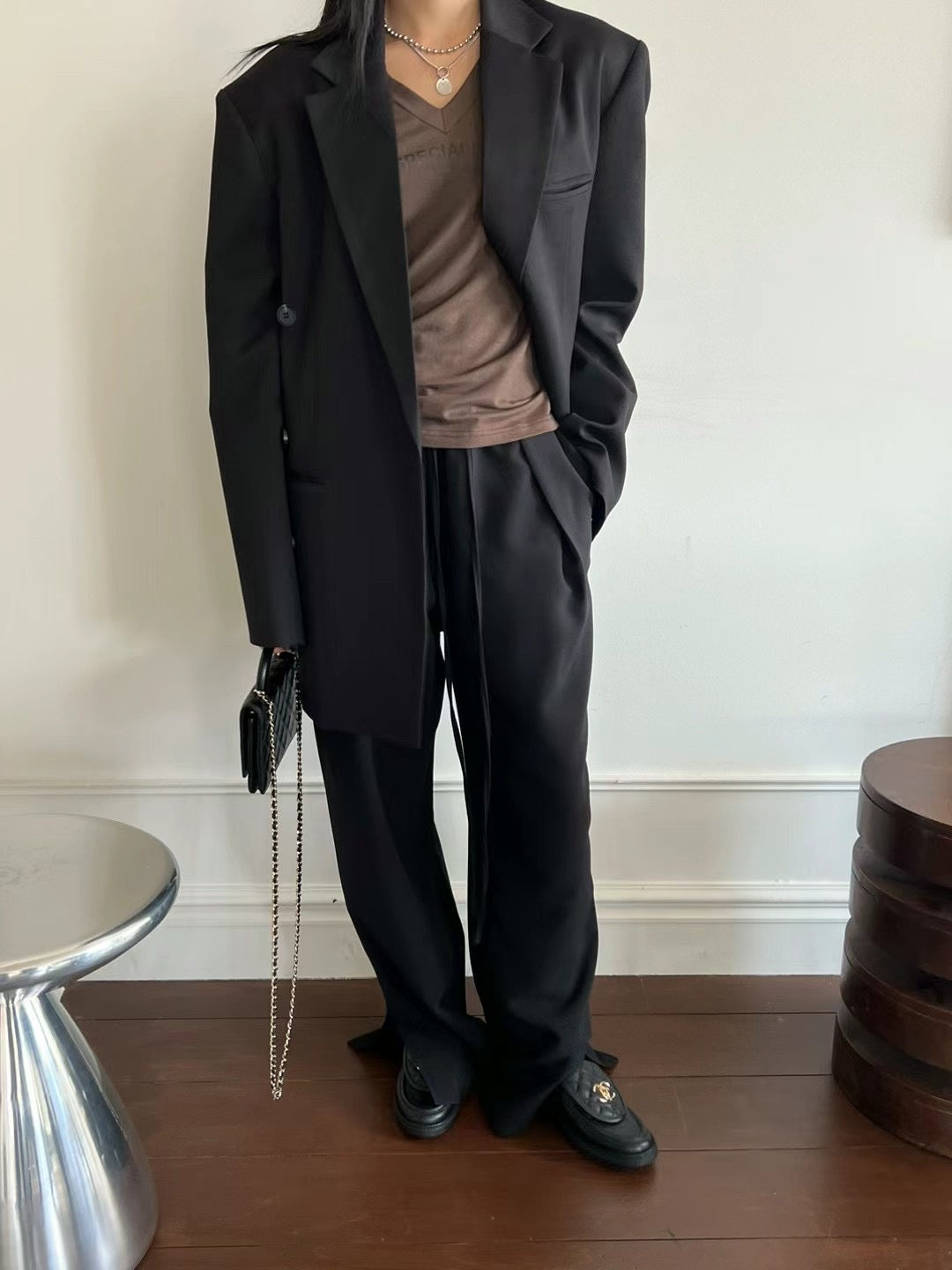 ELASTIC WAIST FRONT SPLIT PANTS