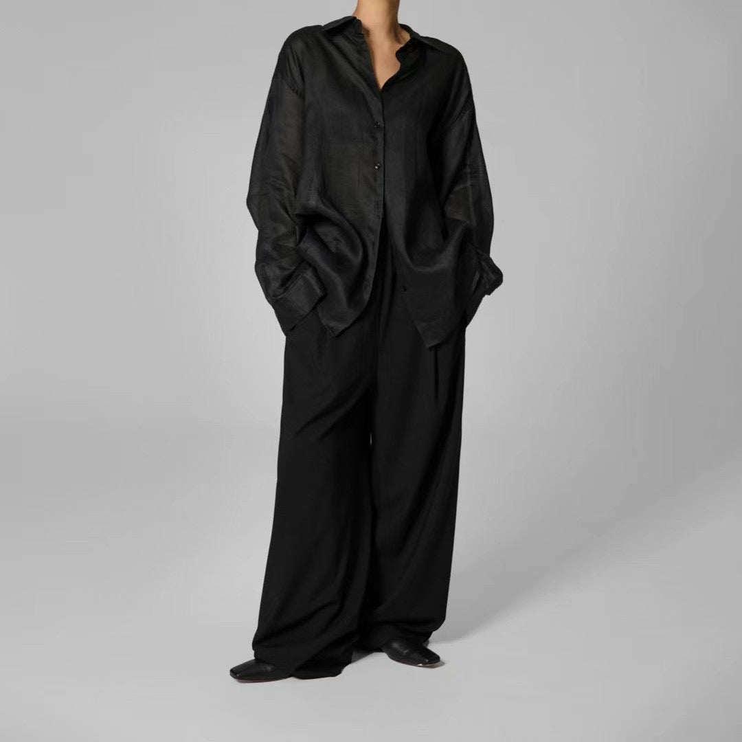 DRAPED LINEN SHIRT