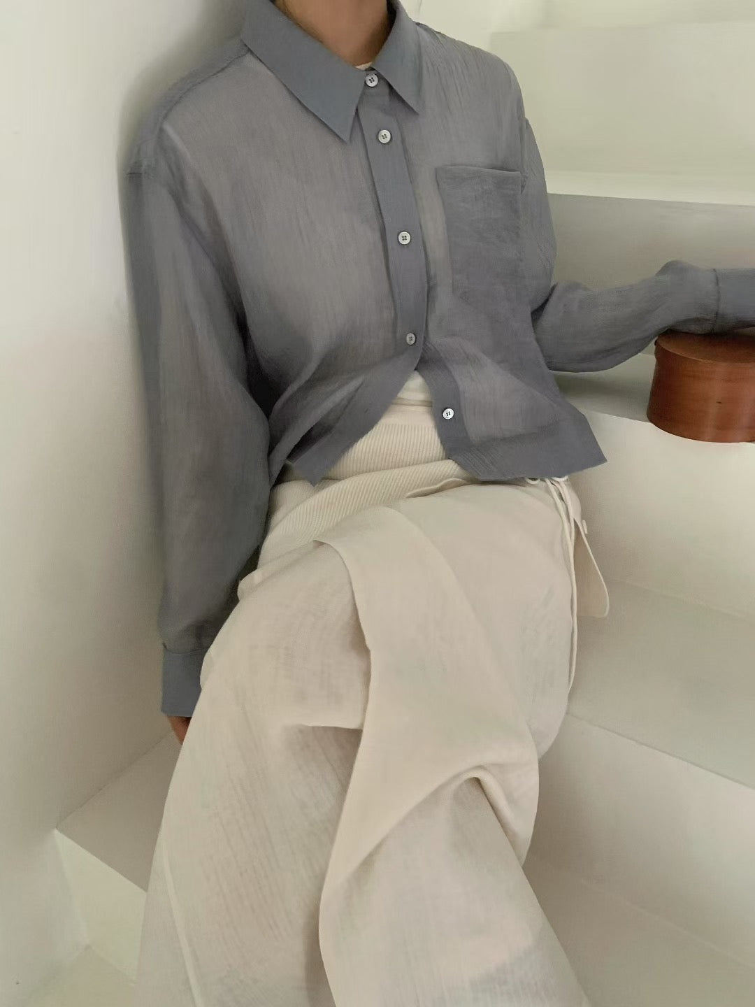 CROP SEE THROUGH SHIRT JACKET