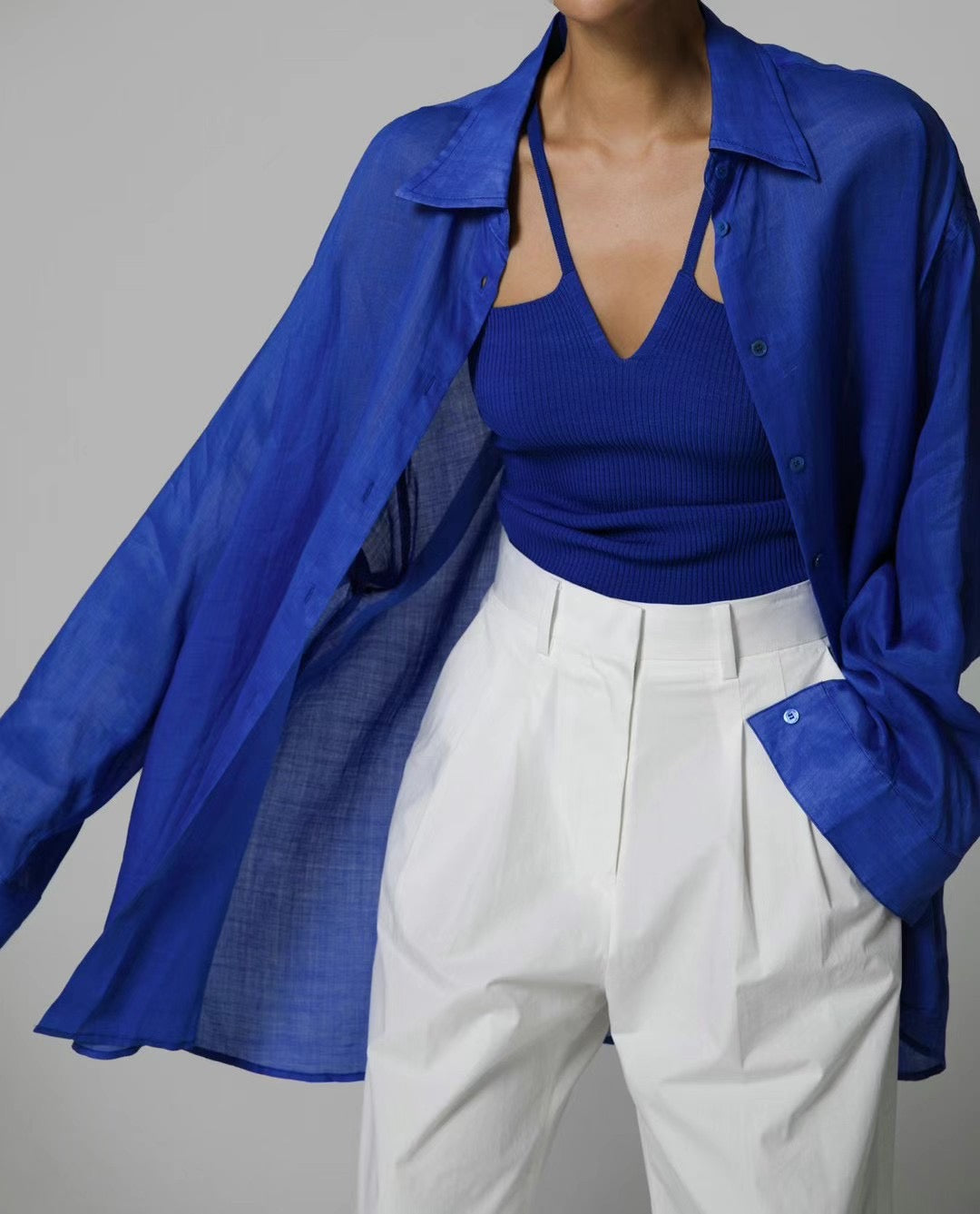 DRAPED LINEN SHIRT