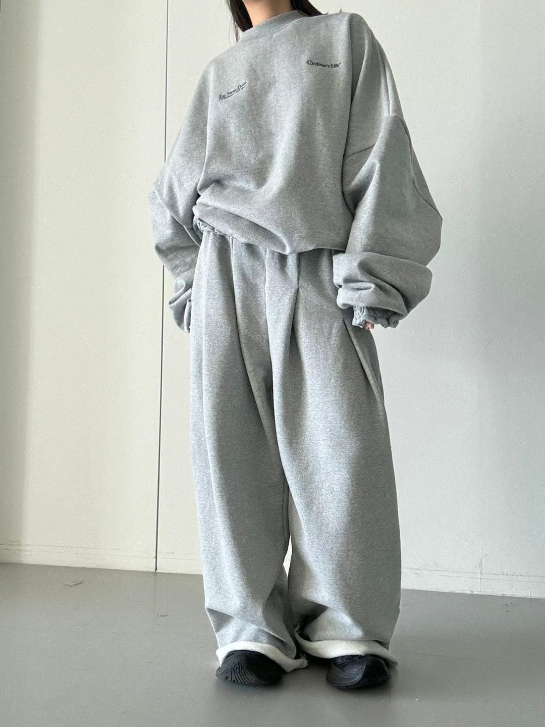 WAIST PLEATED COTTON JERSEY PANTS