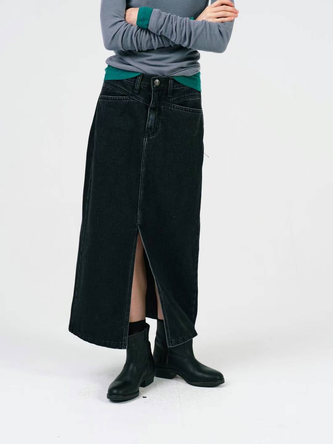 FW24 BLACK DENIM SKIRT