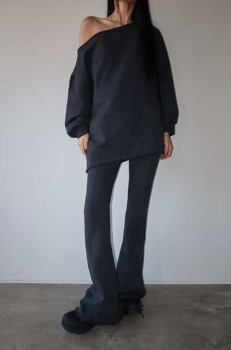 LONG FLARED COTTON PANTS