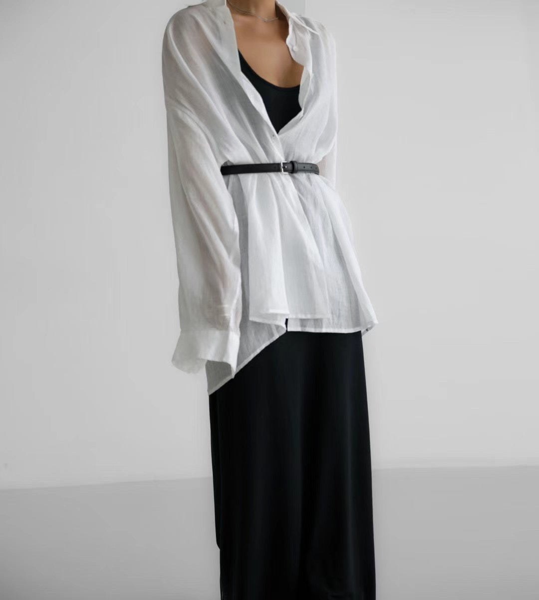 DRAPED LINEN SHIRT