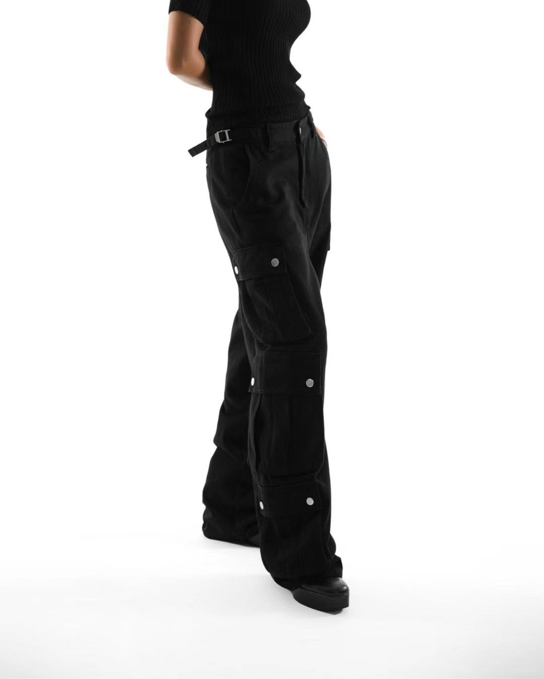 BUCKLE WAISTED CARPENTER PANTS