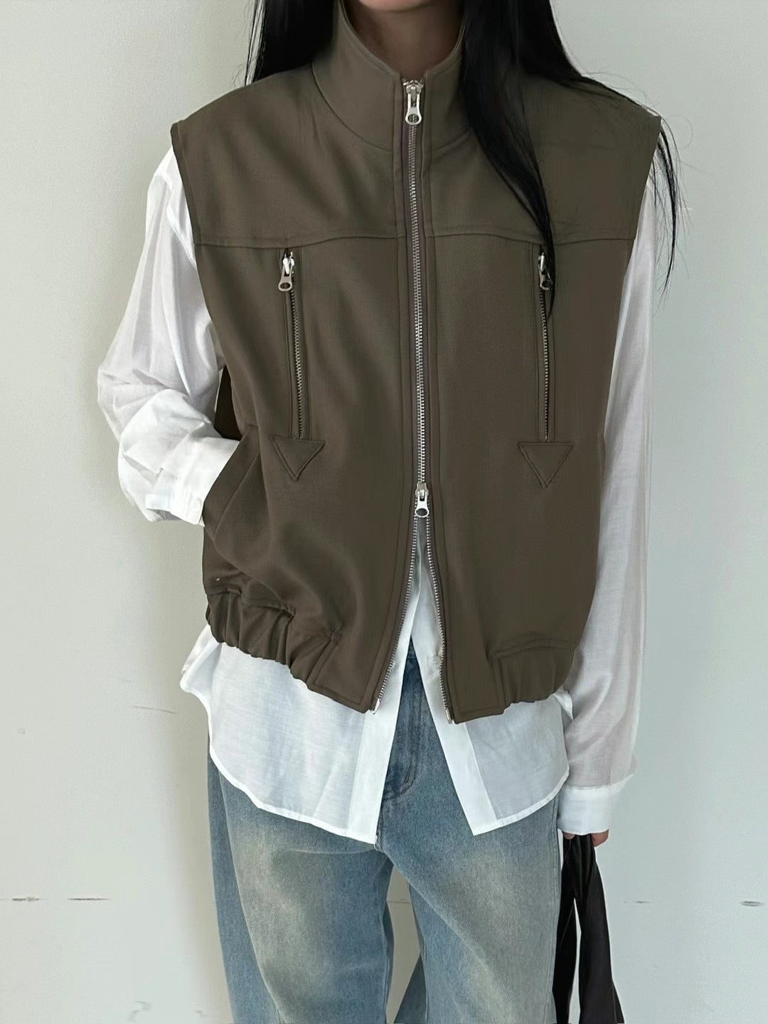 DOUBLE ZIP UP VEST JACKET