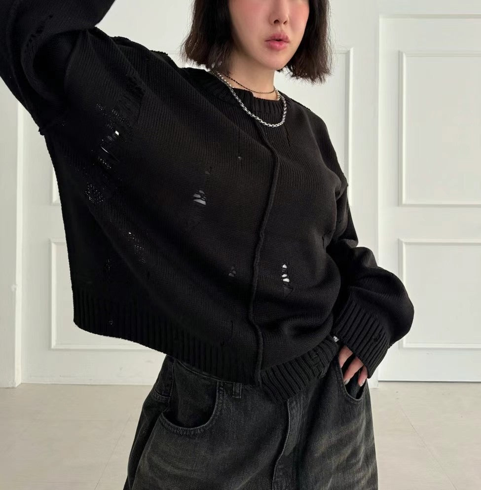 CENTRE SEAM DISTRESS KNIT