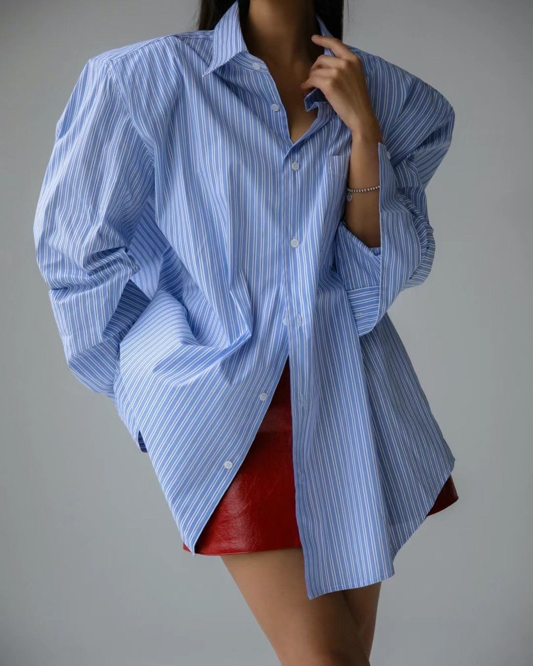 OVERSIZE STRIPE SHIRT WHIT PAD