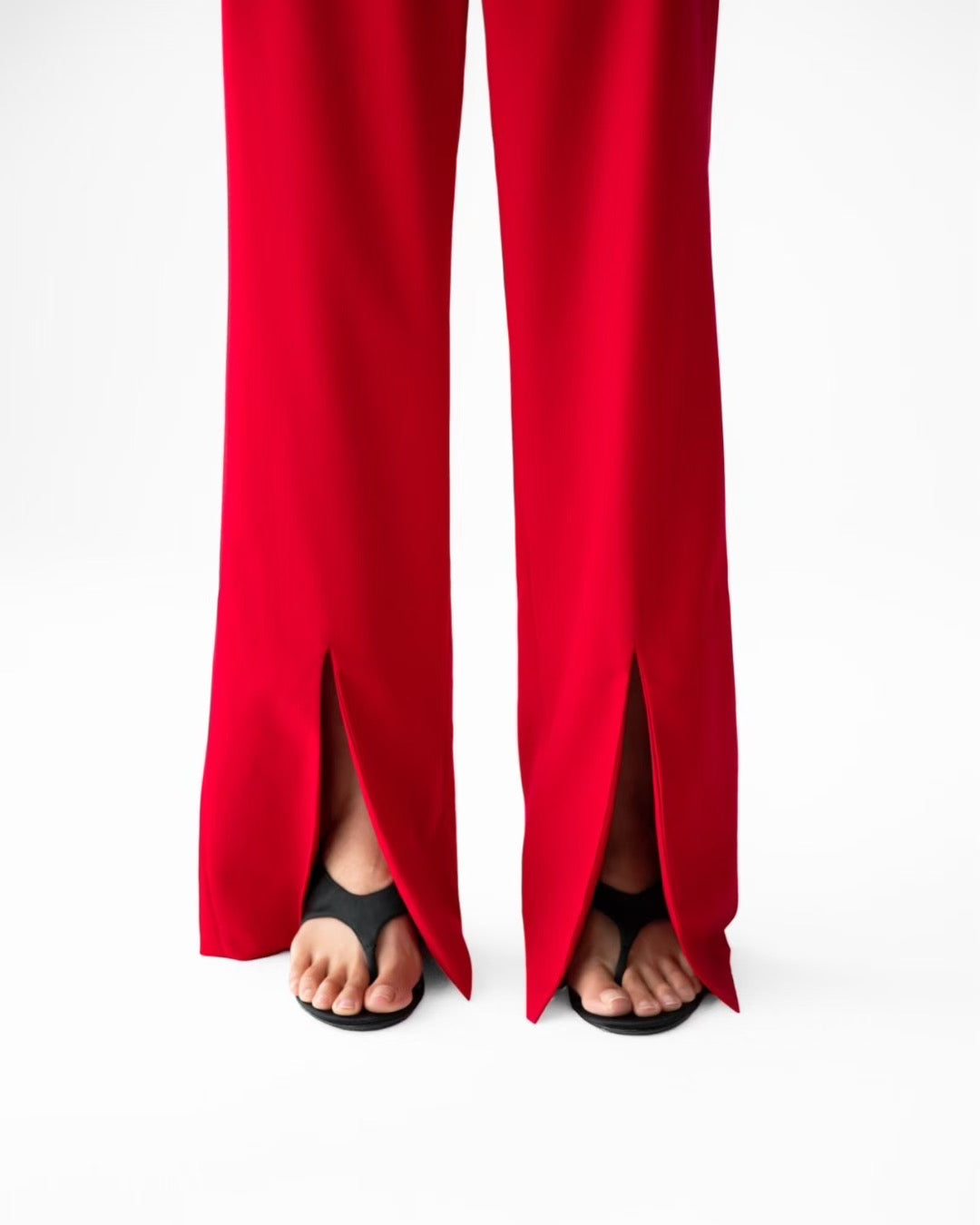 ELEGANT SPLIT-FLARE TROUSERS