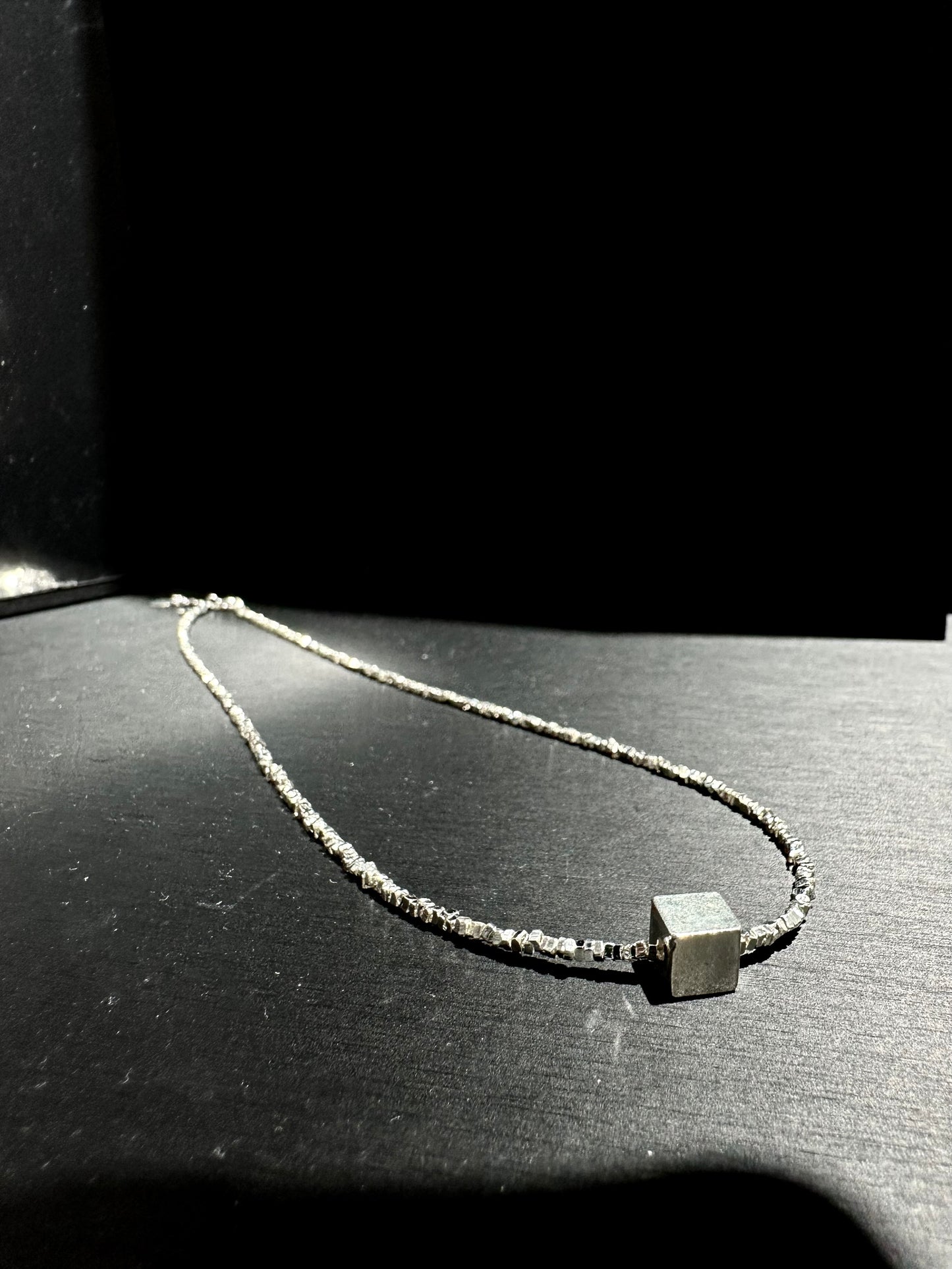 925 CUBE BLOCK SILVER BEADS NECKLACE